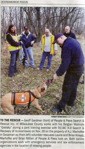 People and Paws Search and Rescue Inc and 911BC K9 Search and Recovery working together to train.